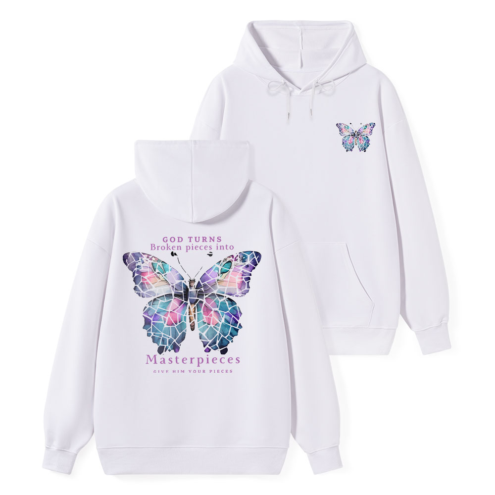 God Turns Broken Pieces Into Masterpieces Classic Christian Hoodie