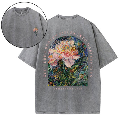 God Turns Broken Pieces Into Masterpieces Christian Washed T-Shirt