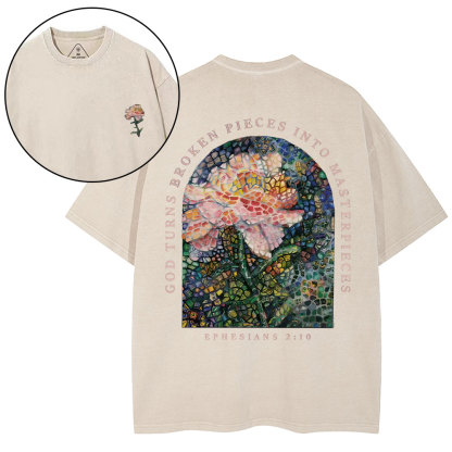 God Turns Broken Pieces Into Masterpieces Christian Washed T-Shirt