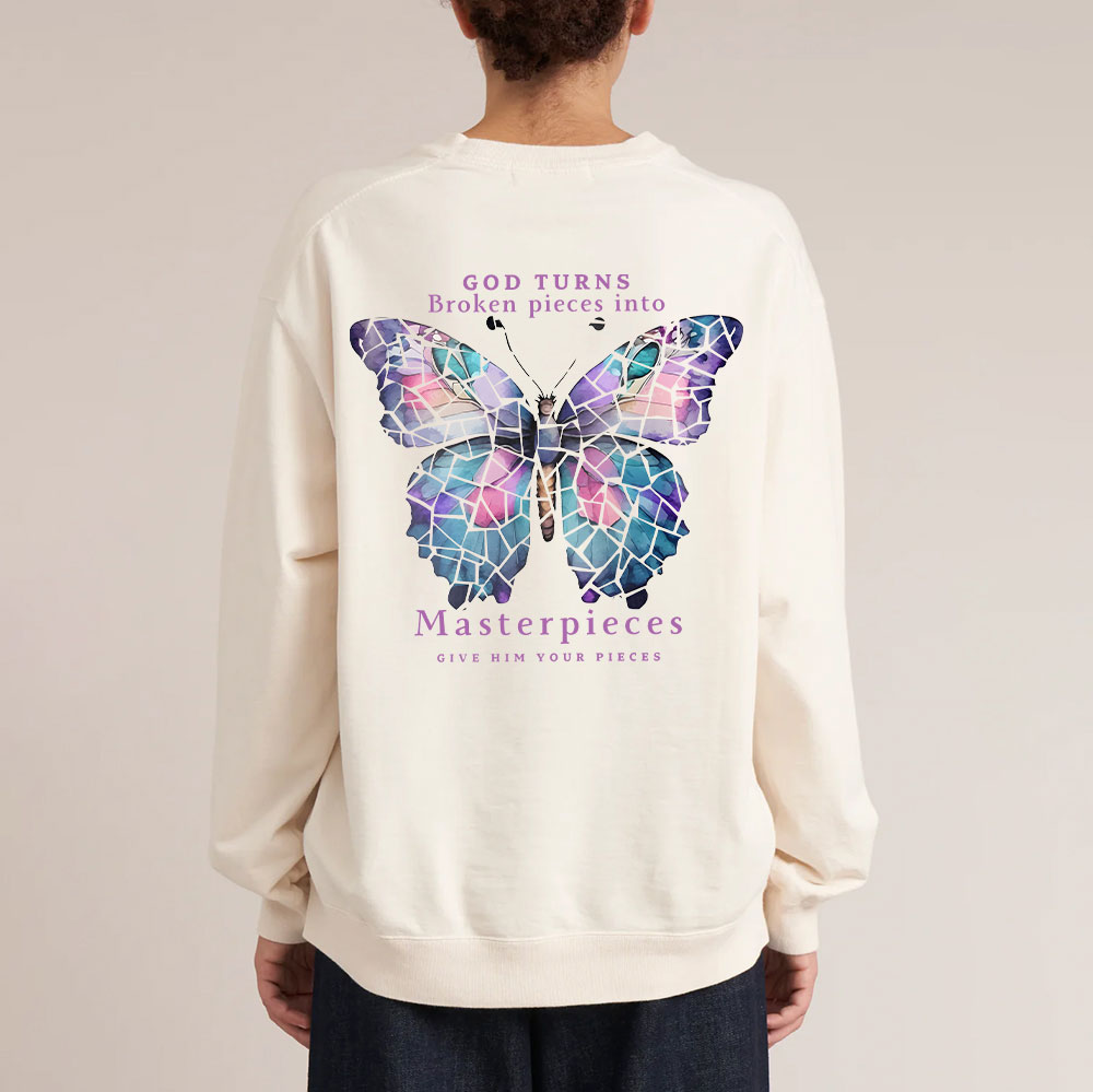 God Turns Broken Pieces Into MasterpiecesChirstian Washed  Sweatshirt