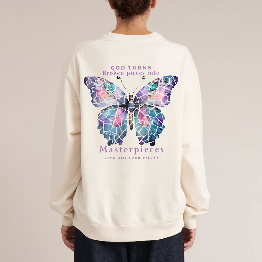 God Turns Broken Pieces Into MasterpiecesChirstian Washed  Sweatshirt