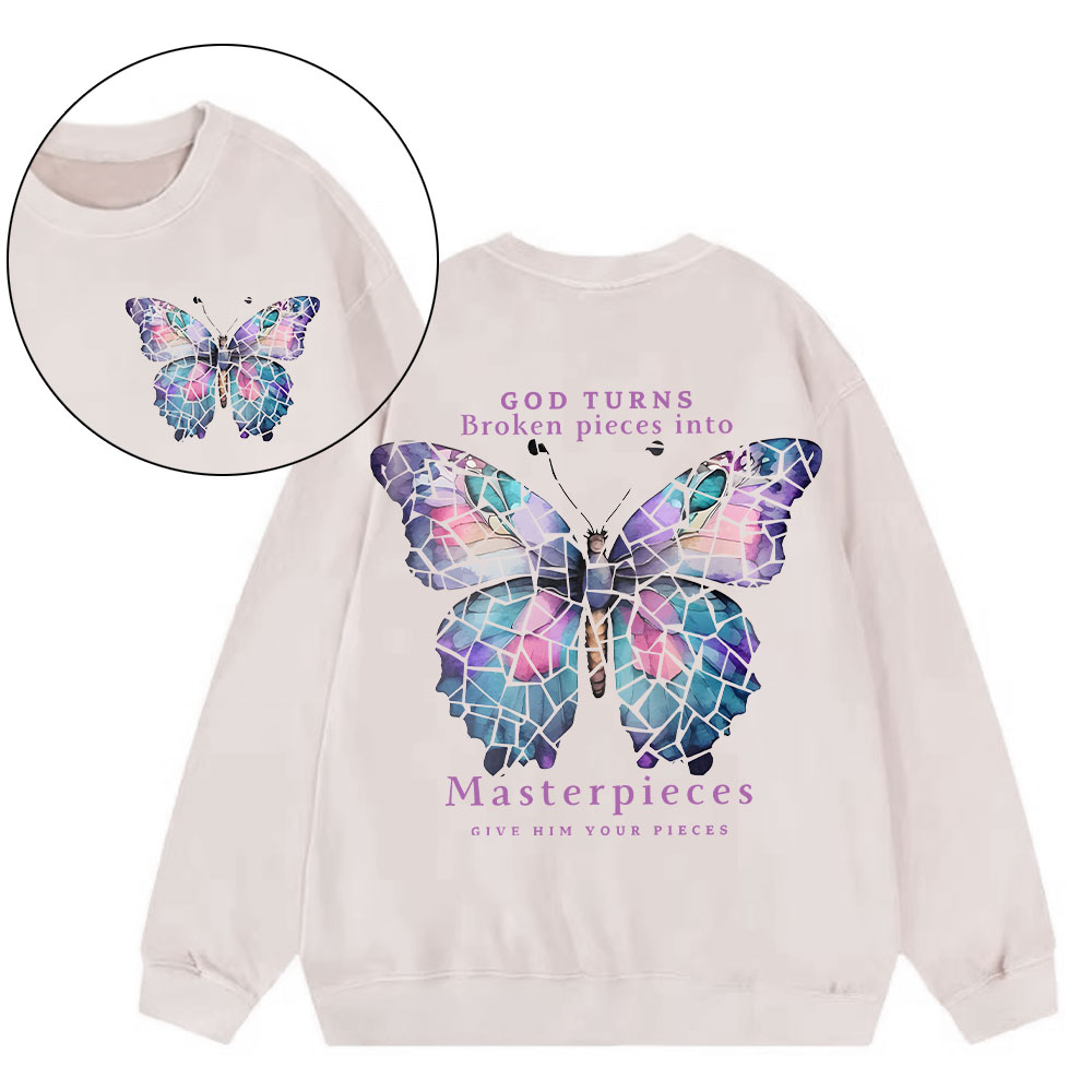 God Turns Broken Pieces Into MasterpiecesChirstian Washed  Sweatshirt
