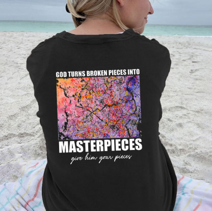 God Turns Broken Pieces into Masterpieces Christian Washed T-Shirt