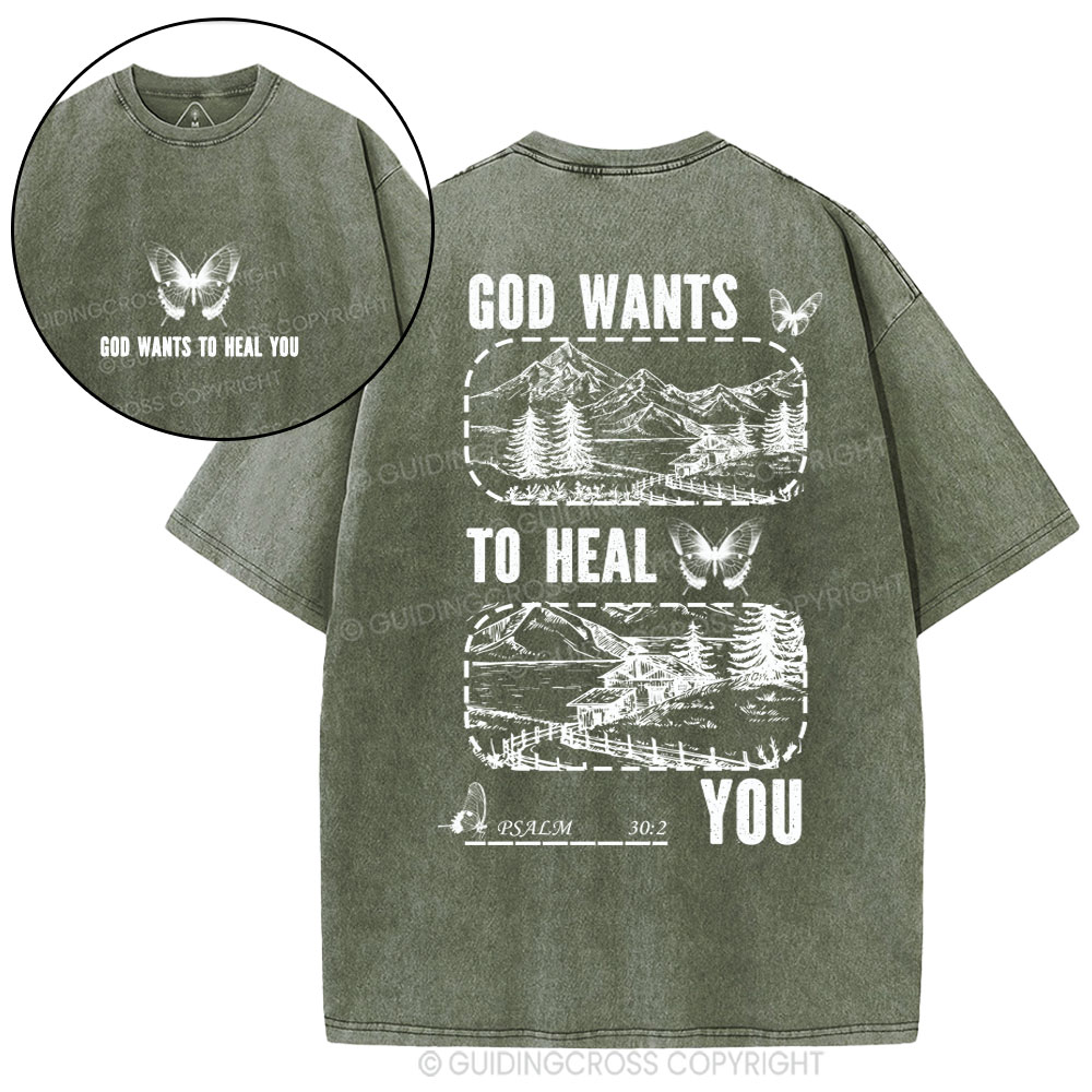 God Wants To Heal You Christian Washed T-Shirt