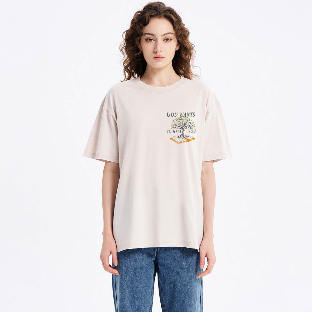 God Wants To Heal You Christian Washed T-Shirt