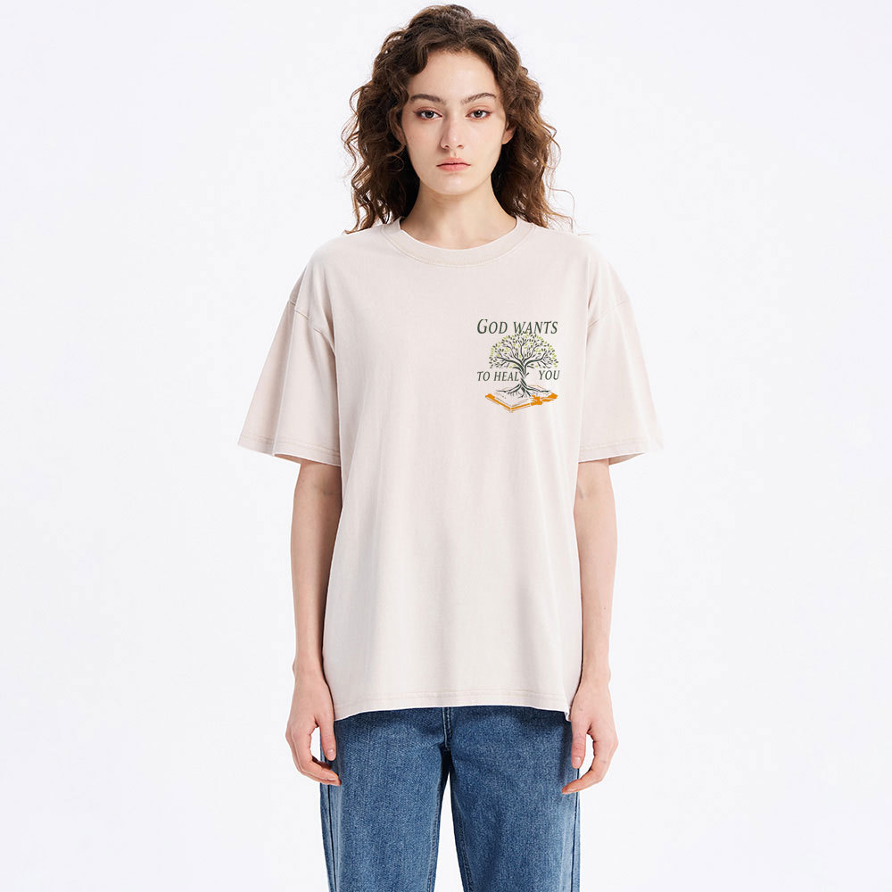 God Wants To Heal You Christian Washed T-Shirt