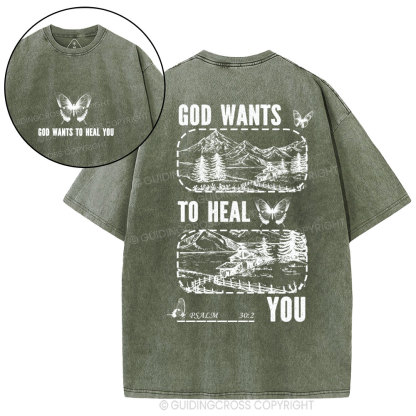 God Wants To Heal You Christian Washed T-Shirt