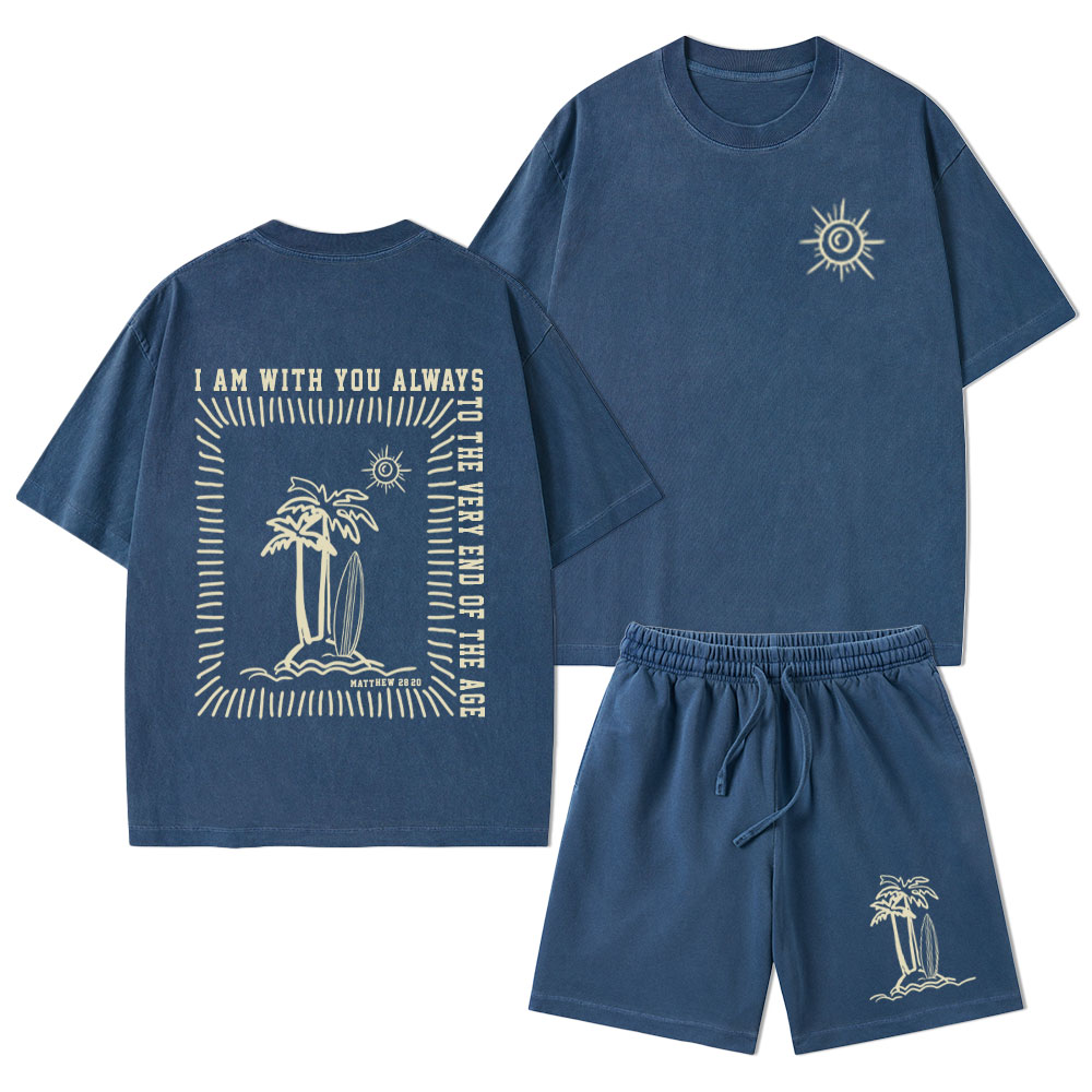 God Will Always With You Christian Washed T-Shirt & Shorts