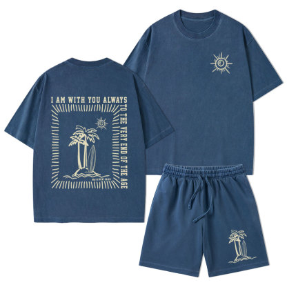God Will Always With You Christian Washed T-Shirt & Shorts