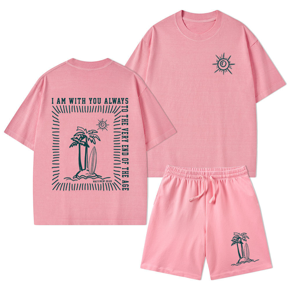 God Will Always With You Christian Washed T-Shirt & Shorts