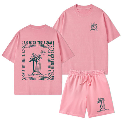 God Will Always With You Christian Washed T-Shirt & Shorts