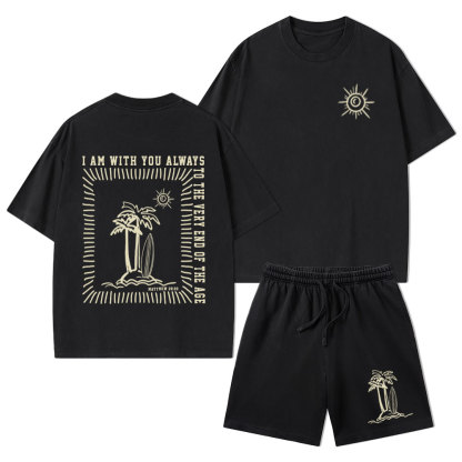 God Will Always With You Christian Washed T-Shirt & Shorts