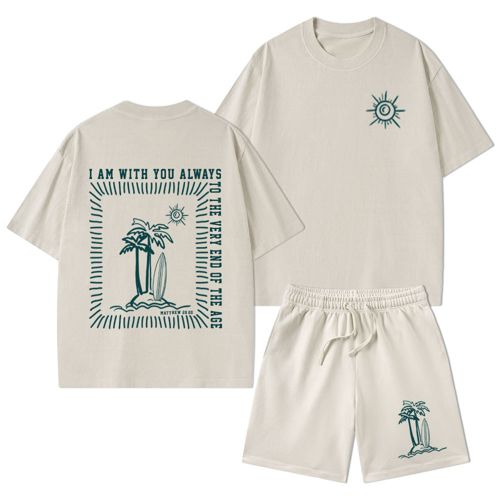 God Will Always With You Christian Washed T-Shirt & Shorts