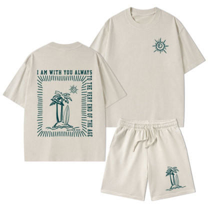 God Will Always With You Christian Washed T-Shirt & Shorts