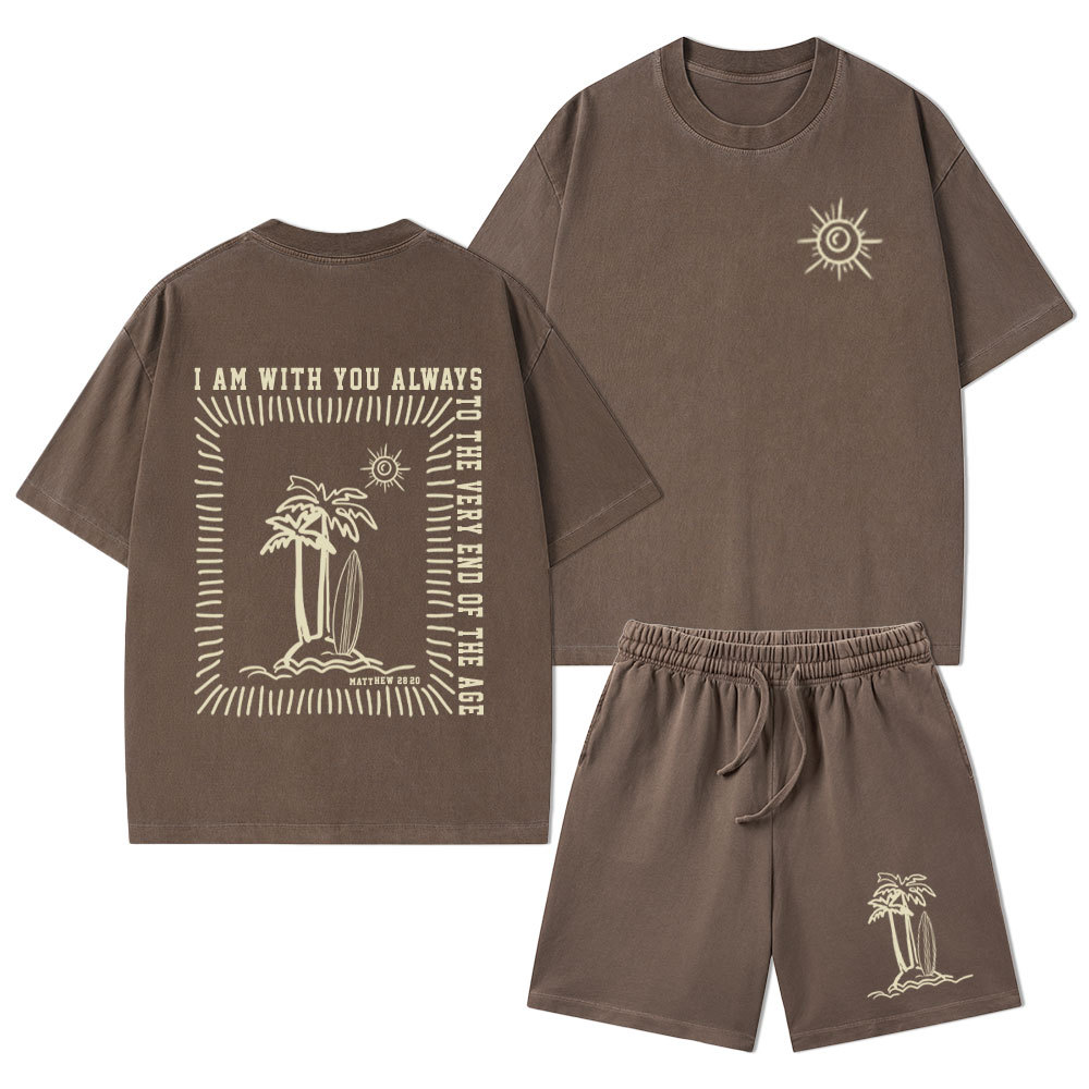 God Will Always With You Christian Washed T-Shirt & Shorts