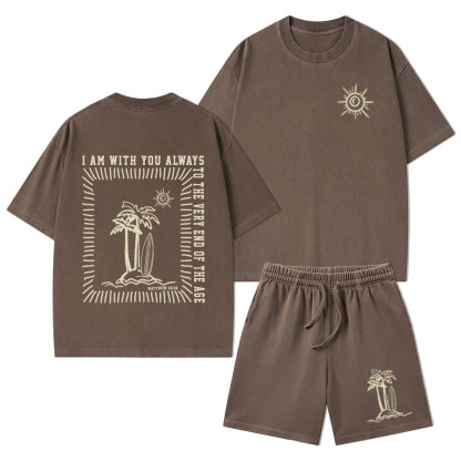 God Will Always With You Christian Washed T-Shirt & Shorts
