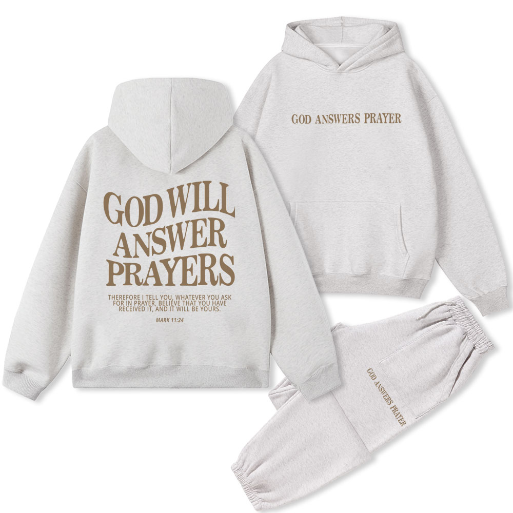 God Will Answer Prayers Christian Fleece Hoodie Set