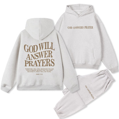 God Will Answer Prayers Christian Fleece Hoodie Set