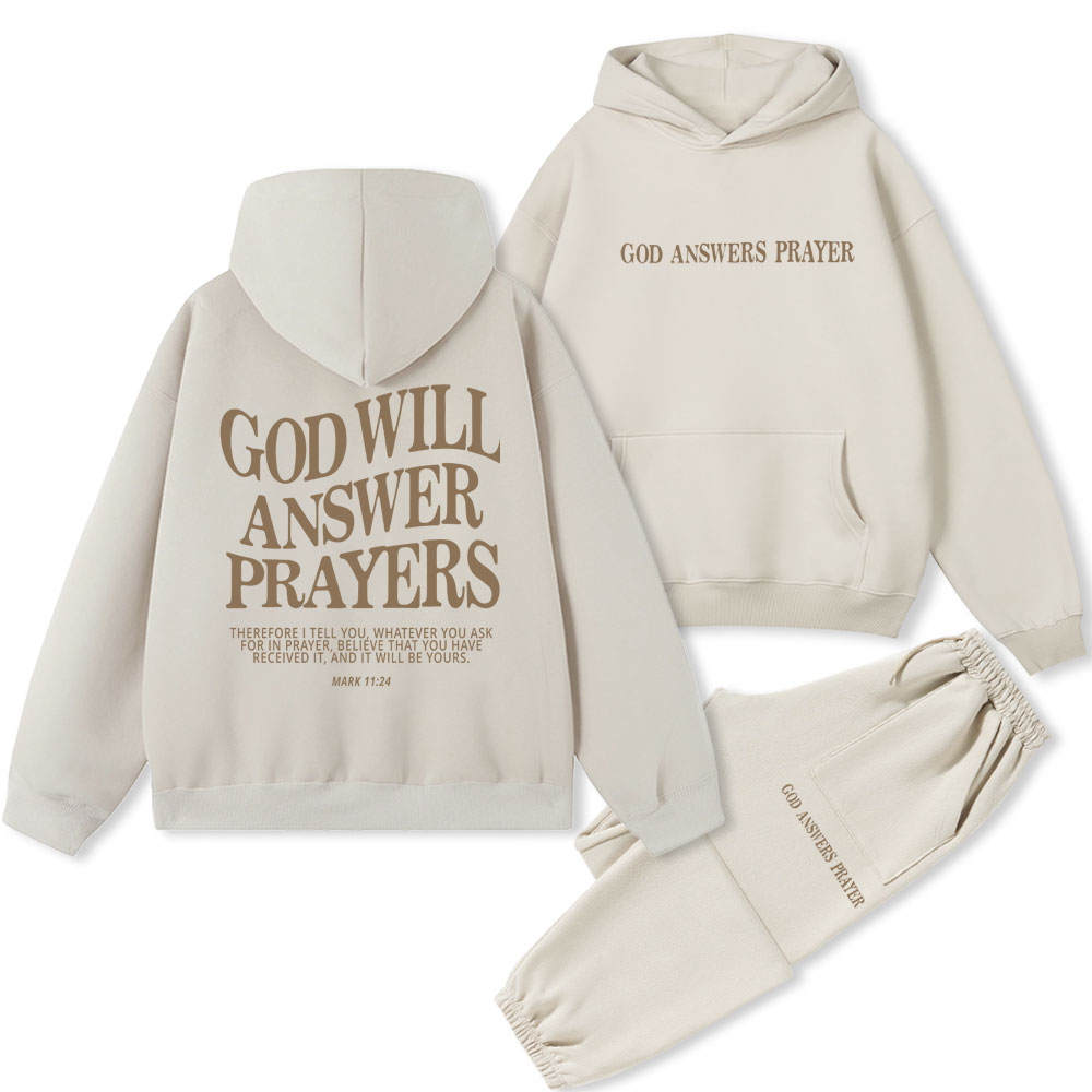 God Will Answer Prayers Christian Fleece Hoodie Set