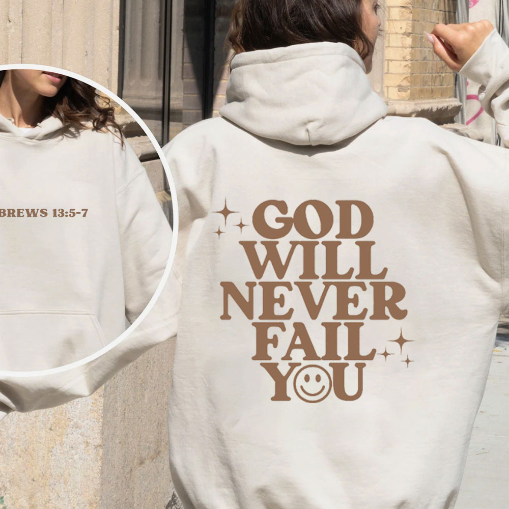 God Will Never Fail You Christian Fleece Hoodie Set
