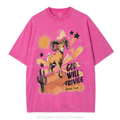 God Will Provide Christian Washed T-Shirt