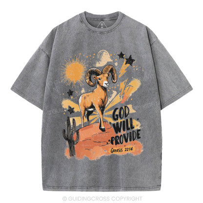God Will Provide Christian Washed T-Shirt