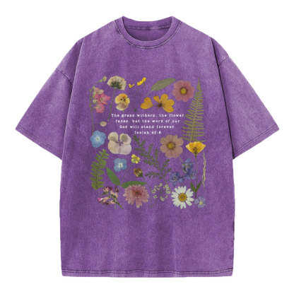 God Will Stand Flower Christian Washed T-Shirt