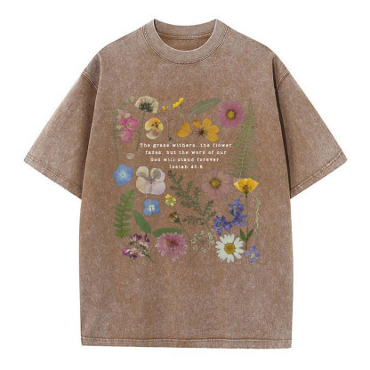 God Will Stand Flower Christian Washed T-Shirt