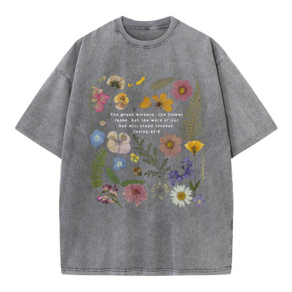 God Will Stand Flower Christian Washed T-Shirt