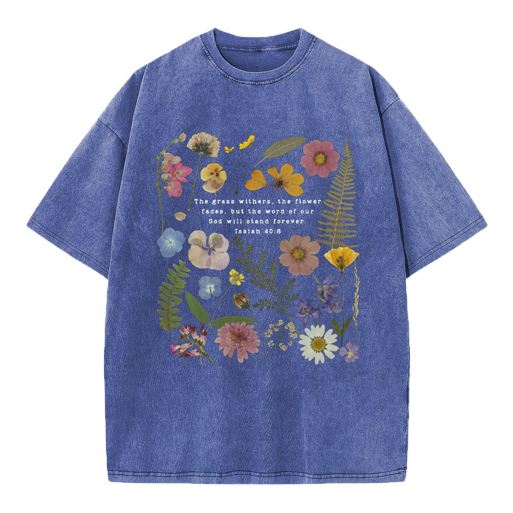 God Will Stand Flower Christian Washed T-Shirt