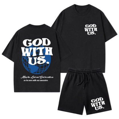 God With Us Christian Washed T-Shirt & Shorts