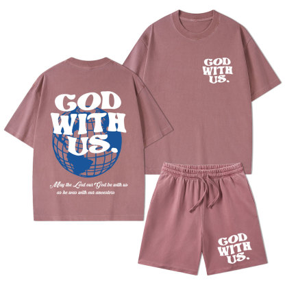 God With Us Christian Washed T-Shirt & Shorts
