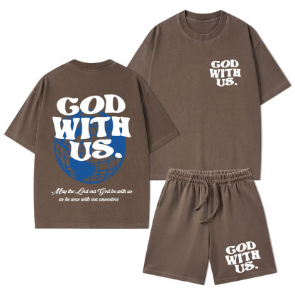God With Us Christian Washed T-Shirt & Shorts