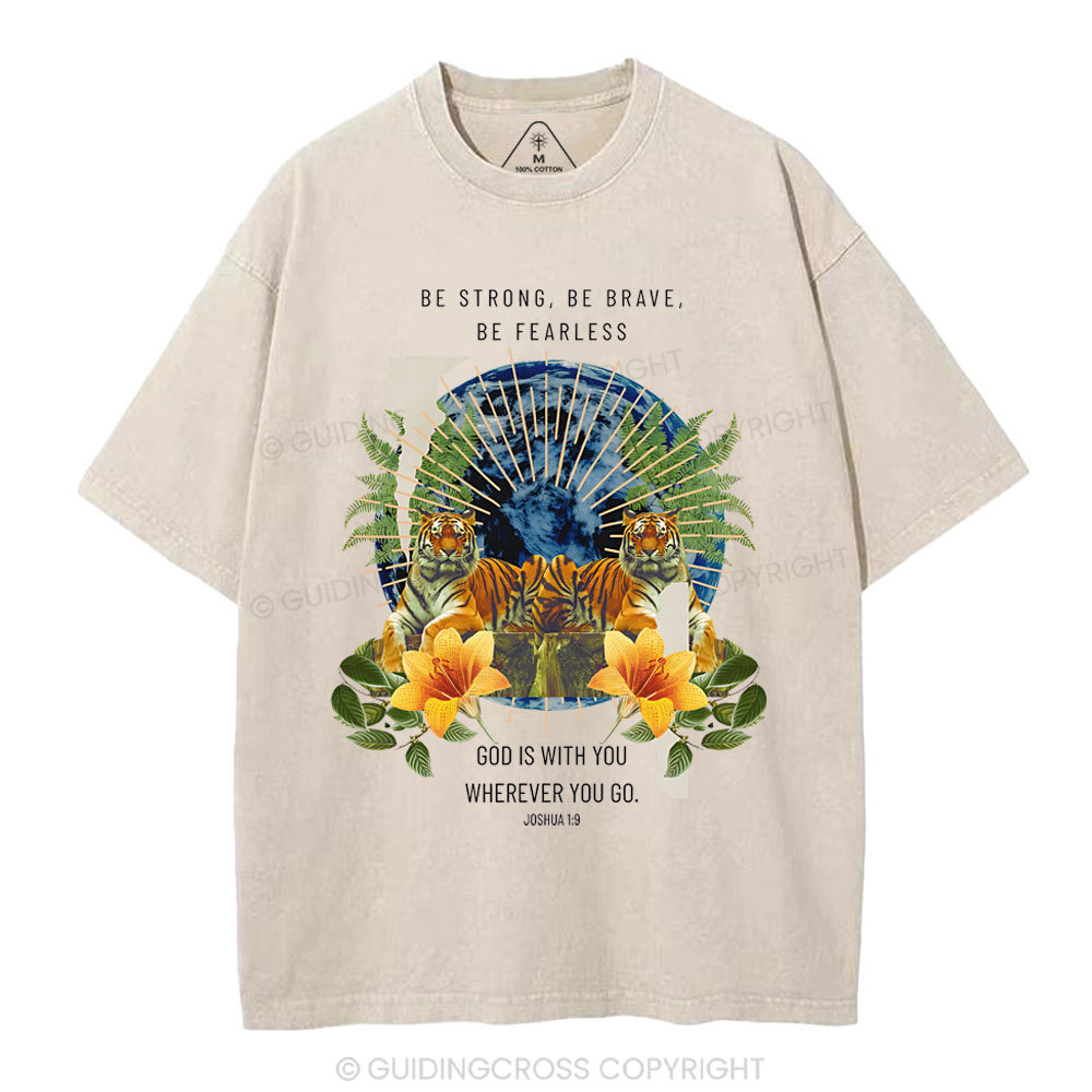 God With You Wherever You Go Christian Washed T-Shirt