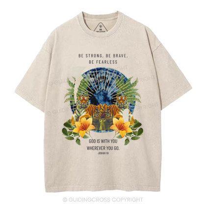 God With You Wherever You Go Christian Washed T-Shirt