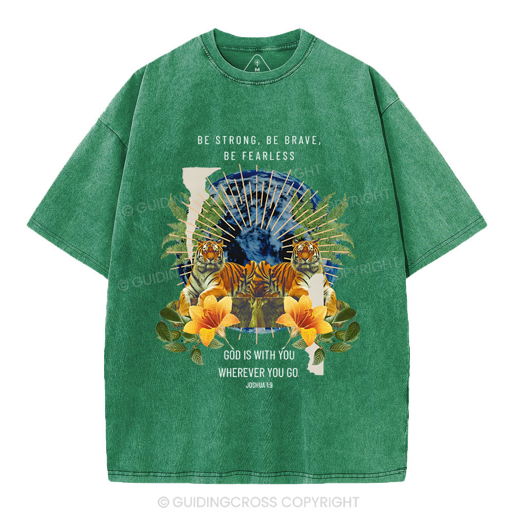 God With You Wherever You Go Christian Washed T-Shirt