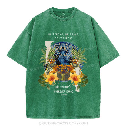 God With You Wherever You Go Christian Washed T-Shirt