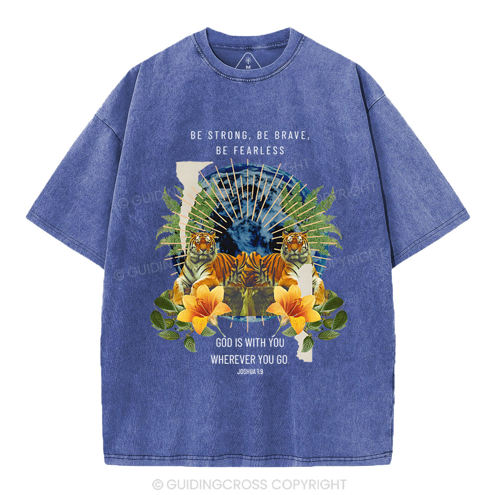 God With You Wherever You Go Christian Washed T-Shirt