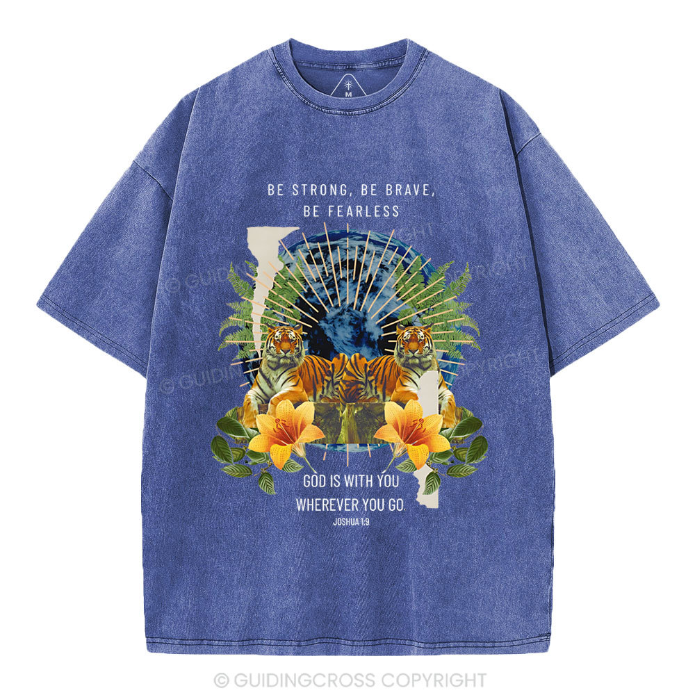 God With You Wherever You Go Christian Washed T-Shirt