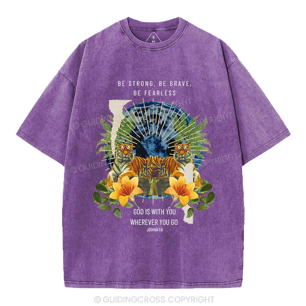 God With You Wherever You Go Christian Washed T-Shirt