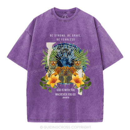 God With You Wherever You Go Christian Washed T-Shirt