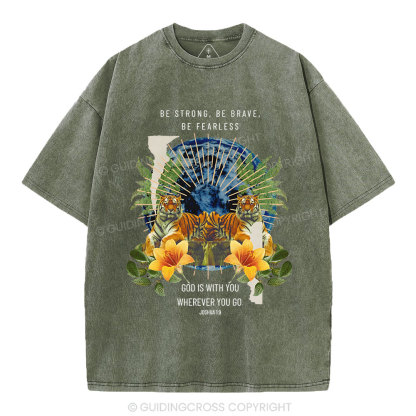 God With You Wherever You Go Christian Washed T-Shirt