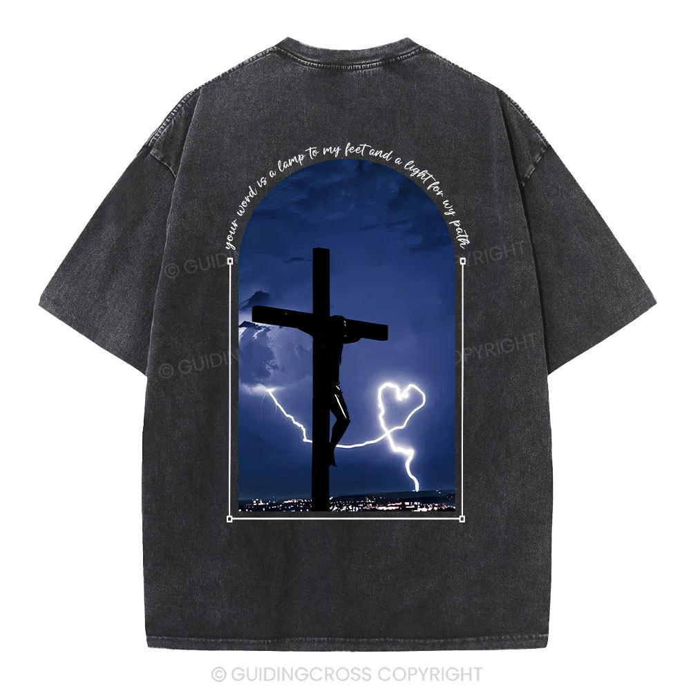 God Word Is A Light For My Path Christian Washed T-Shirt