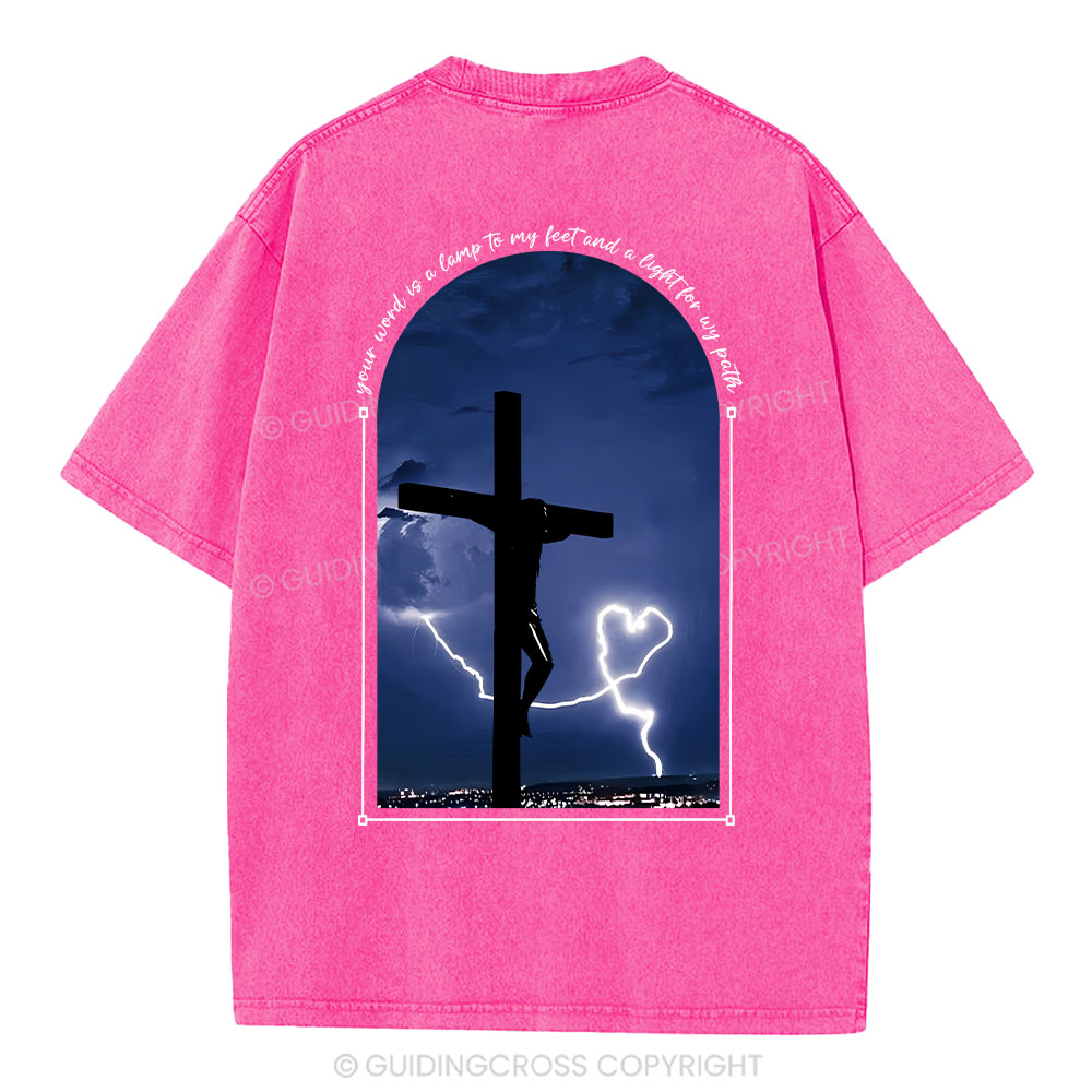 God Word Is A Light For My Path Christian Washed T-Shirt