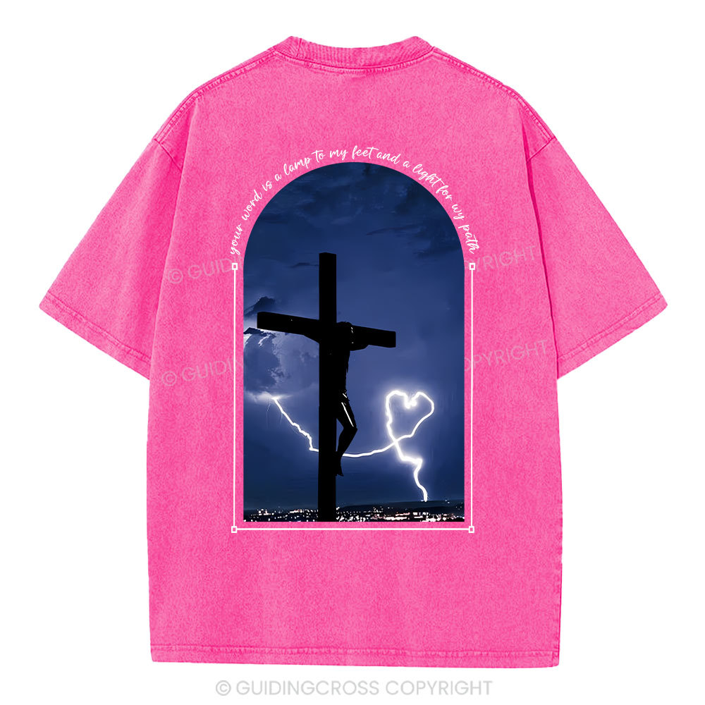 God Word Is A Light For My Path Christian Washed T-Shirt