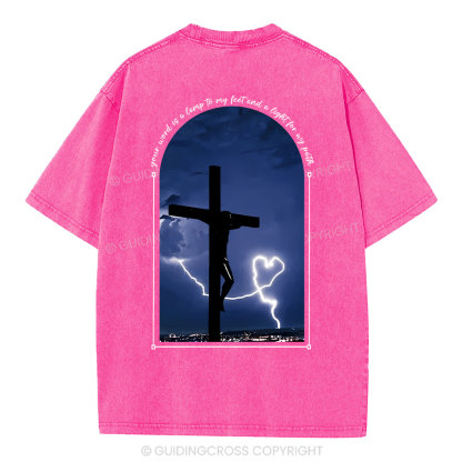 God Word Is A Light For My Path Christian Washed T-Shirt