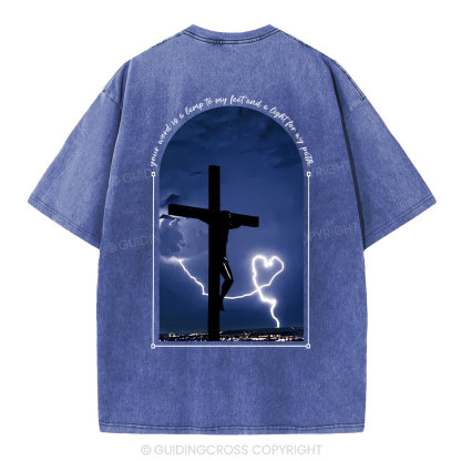 God Word Is A Light For My Path Christian Washed T-Shirt