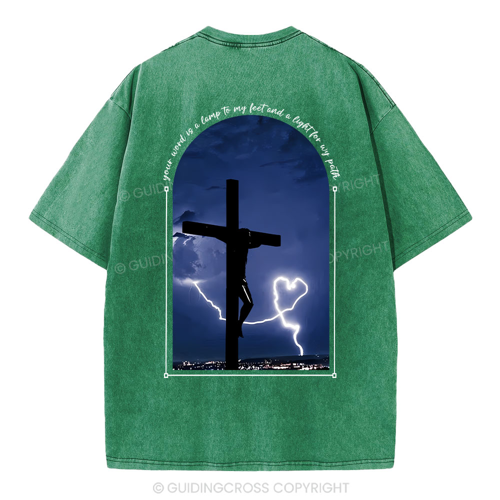 God Word Is A Light For My Path Christian Washed T-Shirt