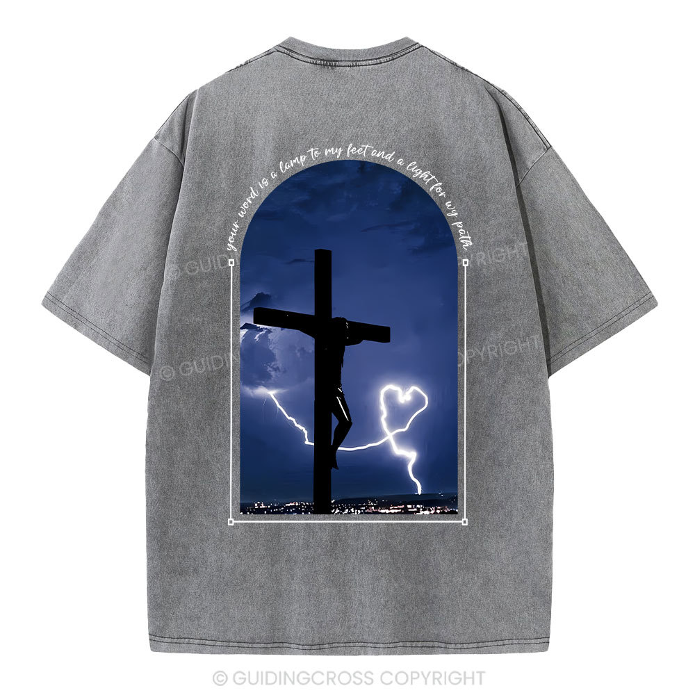 God Word Is A Light For My Path Christian Washed T-Shirt