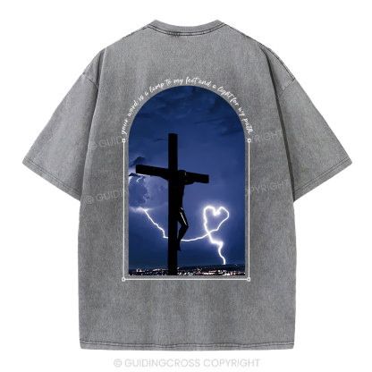 God Word Is A Light For My Path Christian Washed T-Shirt